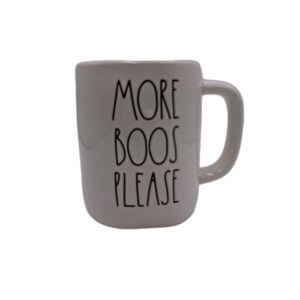 Rae Dunn "MORE BOOS PLEASE" Halloween Oversized Ceramic Mug – Orange Interior